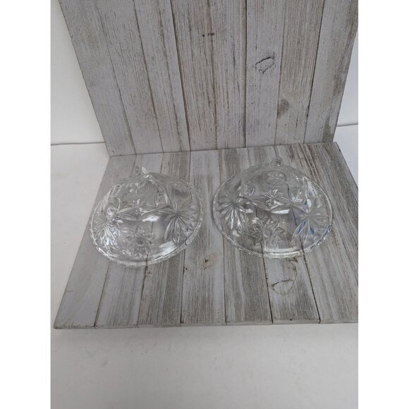 Vintage Set of 2 Anchor Hocking Star Of David 3 Footed Glass Bowl Bon Bon Dish - Picture 5 of 7